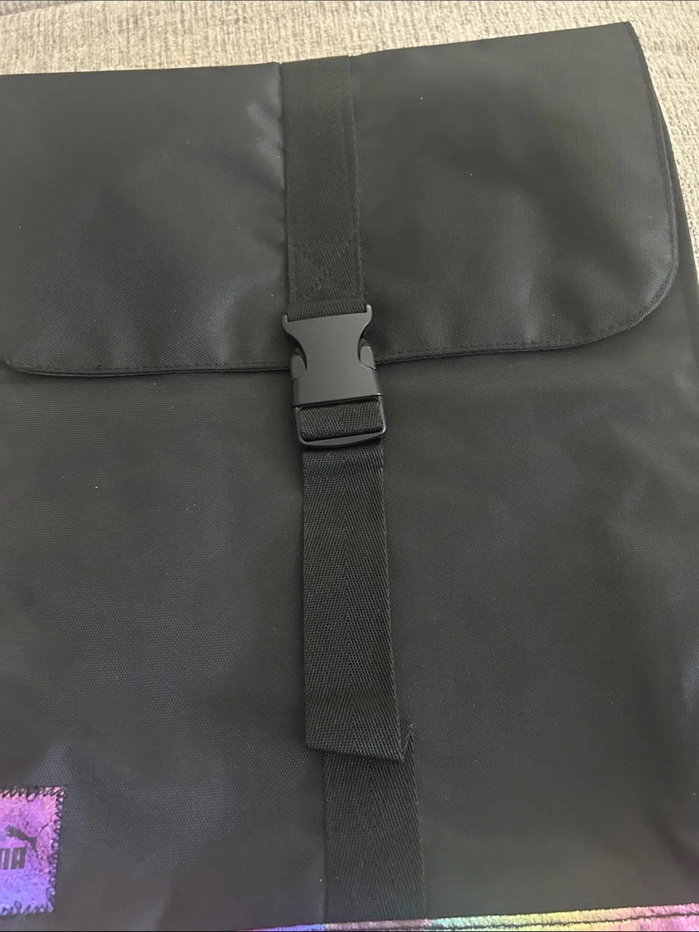 NWT Puma Black Backpack with Iridescent Rainbow Trim
